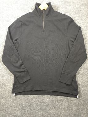 J.Crew Re-Imagined 100% Cotton QuarterZip Pullover Sweatshirt Black Men's Medium